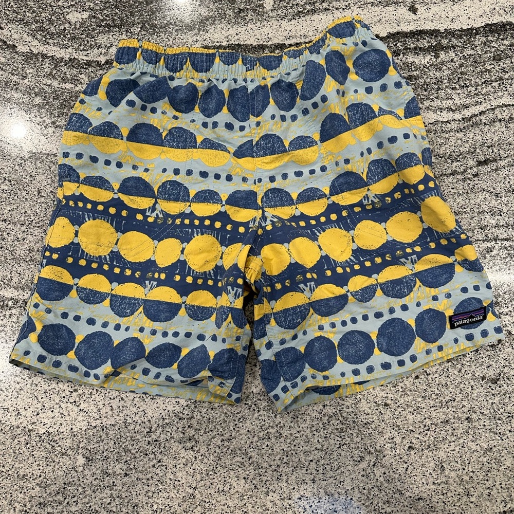 Patagonia Blue and Yellow Patterned Shorts